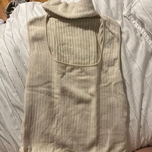 zara beige top with neck piece